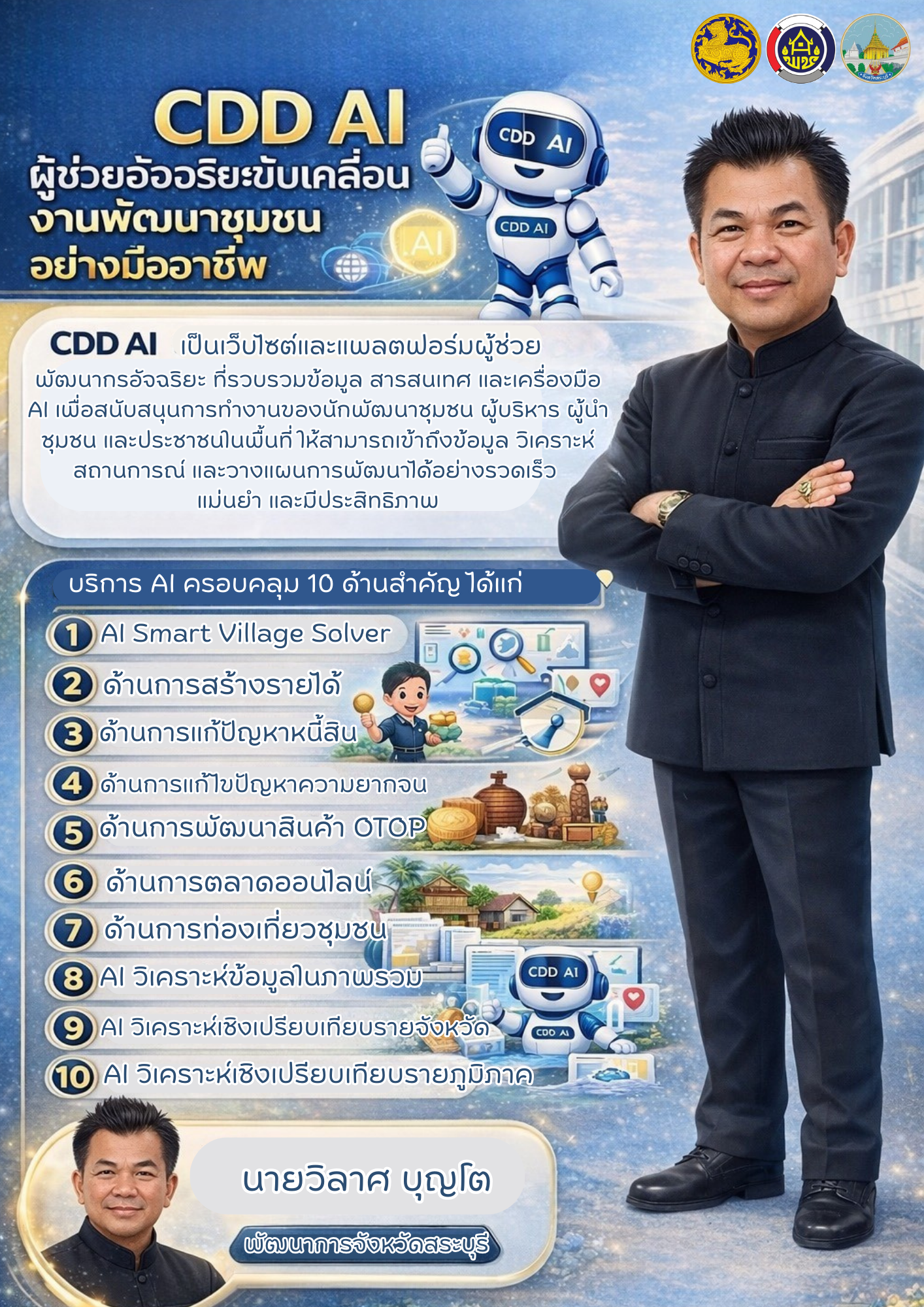 จังหวัดสระบุรีสนับสนุนการใช้งาน ขับเคลื่อนงานพัฒนาชุมชนสู่ยุคดิจิทัล CDD AI