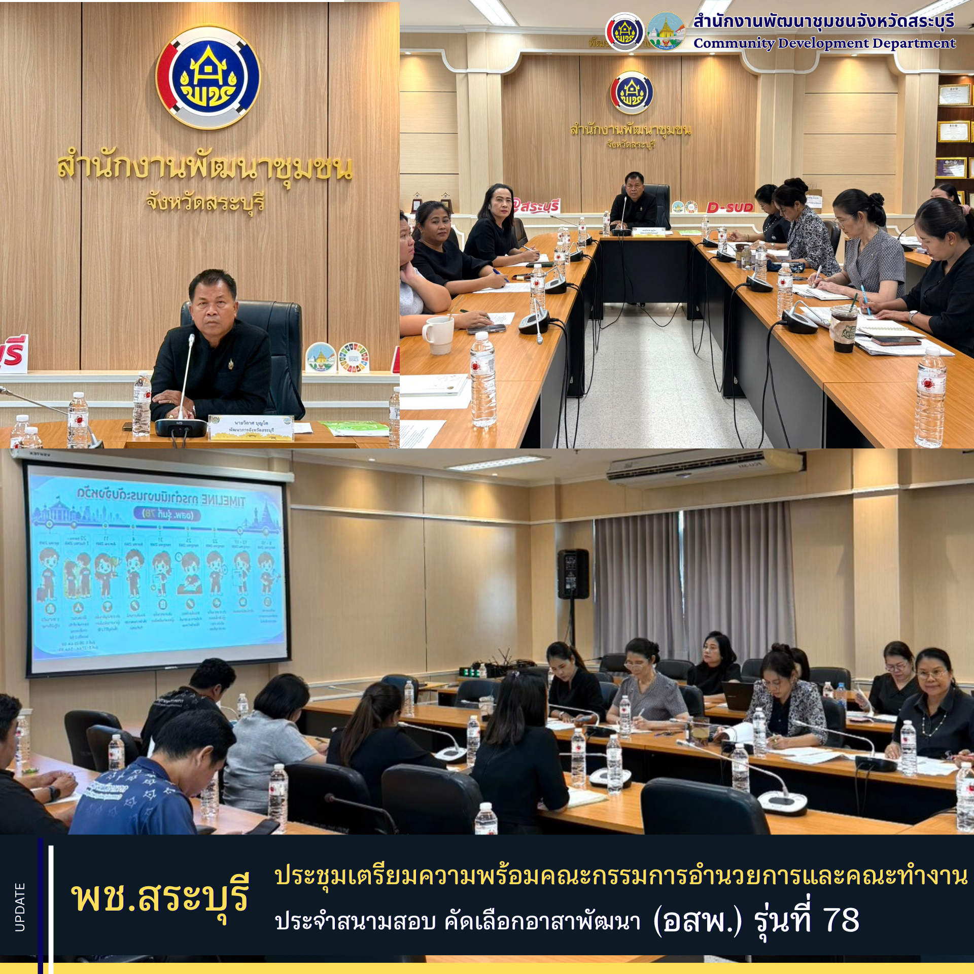พช.สระบุรี ประชุมเตรียมความพร้อมคณะกรรมการอำนวยการและคณะทำงานประจำสนามสอบ คัดเลือกอาสาพัฒนา (อสพ.) รุ่นที่ 78