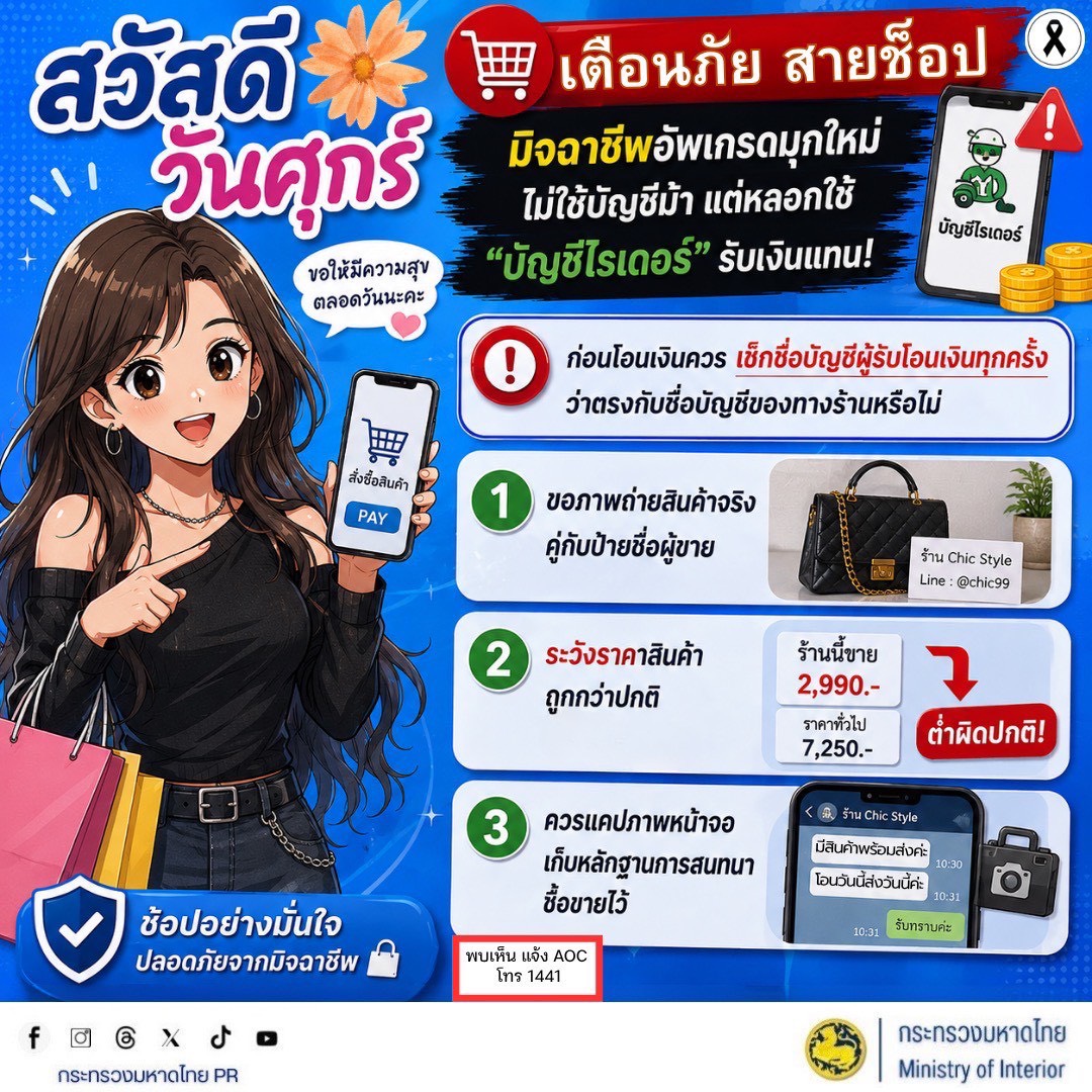 สำนักงานพัฒนาชุมชนจังหวัดสระบุรี เตือนภัยสายช็อป มิจฉาชีพอัพเกรด ...
